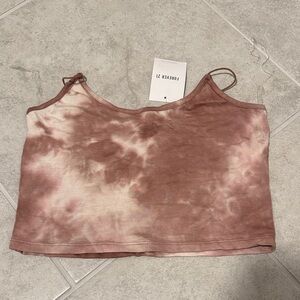 Heart Hips Tie-Dye Crop Top - Brown and Cream